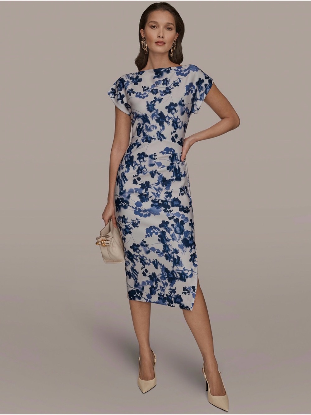 NWT Donna Karan Women's Boat Neck Midi Dress. Size 14. - Picture 1 of 11